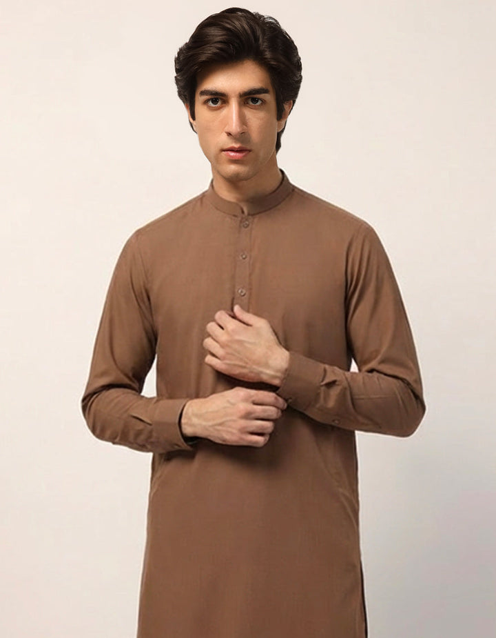 Blended Light Brown Shalwar Kameez - J. Junaid Jamshed