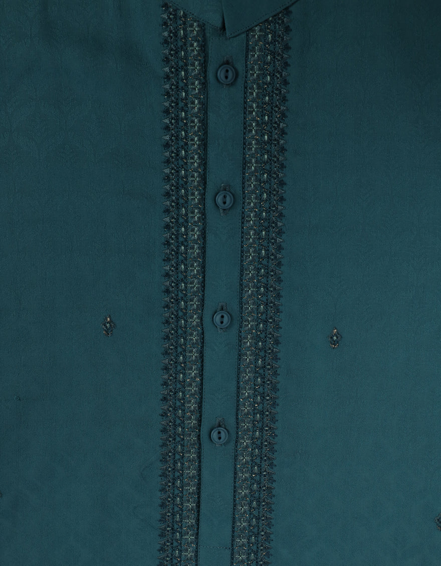 Blended Sea Green Special Kurta - J. Junaid Jamshed