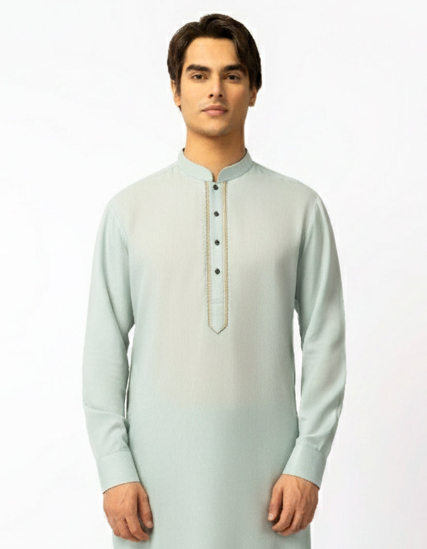 Blended Sky Blue Shalwar Kameez - J. Junaid Jamshed