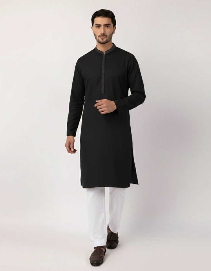 Blended Black Special Kurta - J. Junaid Jamshed