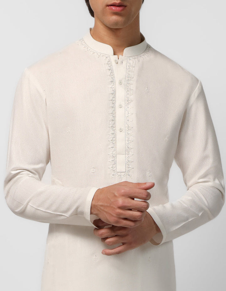 Blended White Shalwar Kameez - J. Junaid Jamshed