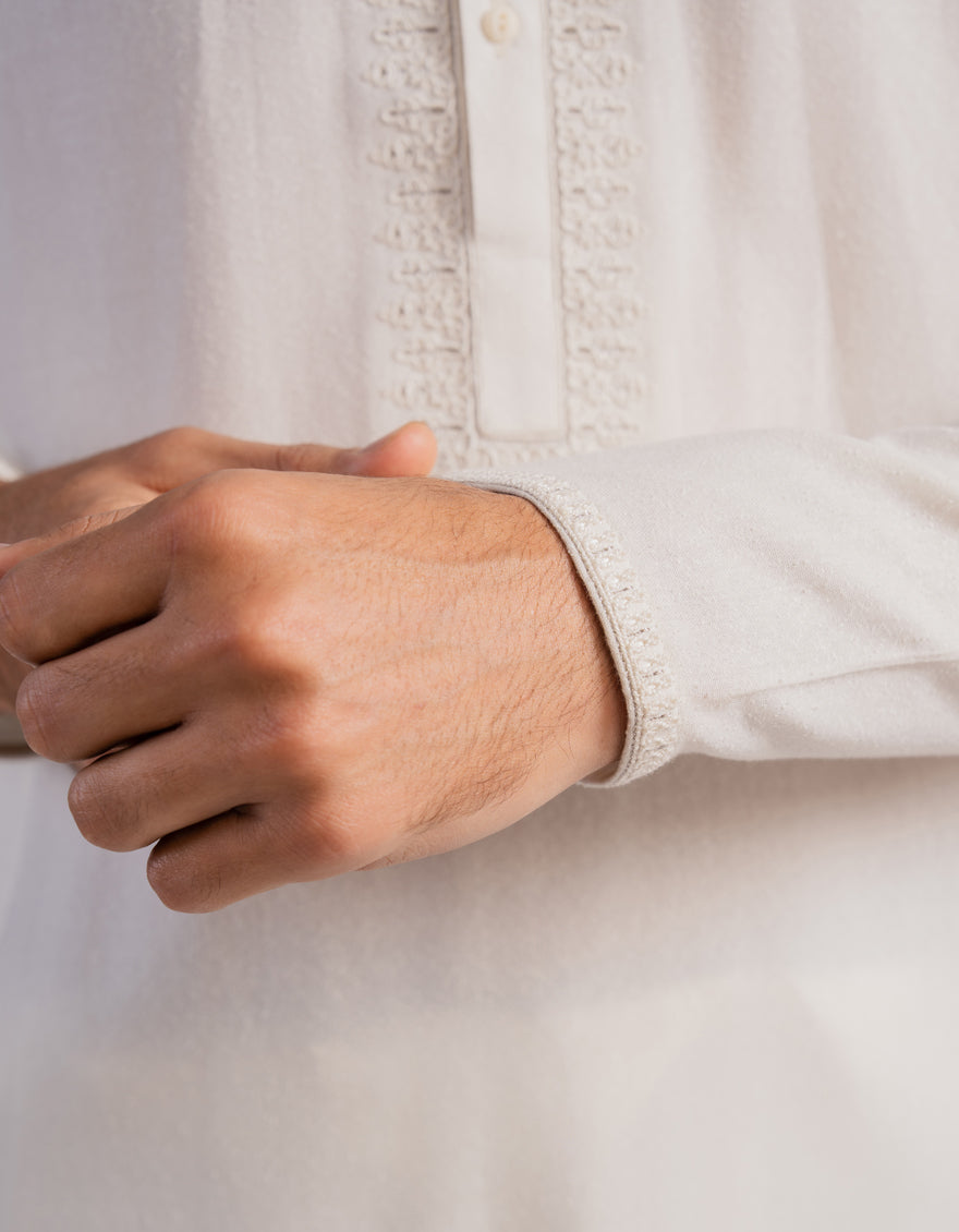 Blended Cream Shalwar Kameez - J. Junaid Jamshed
