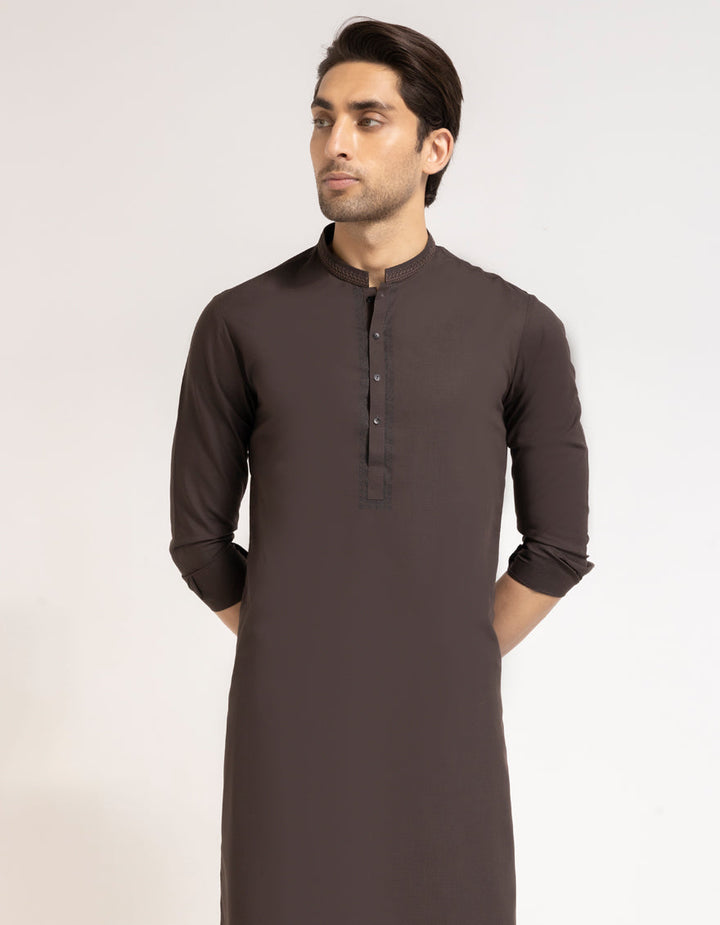 Blended Brown Shalwar Kameez - J. Junaid Jamshed
