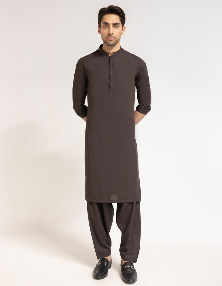 Blended Brown Shalwar Kameez - J. Junaid Jamshed
