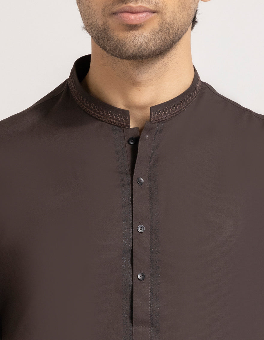 Blended Brown Shalwar Kameez - J. Junaid Jamshed