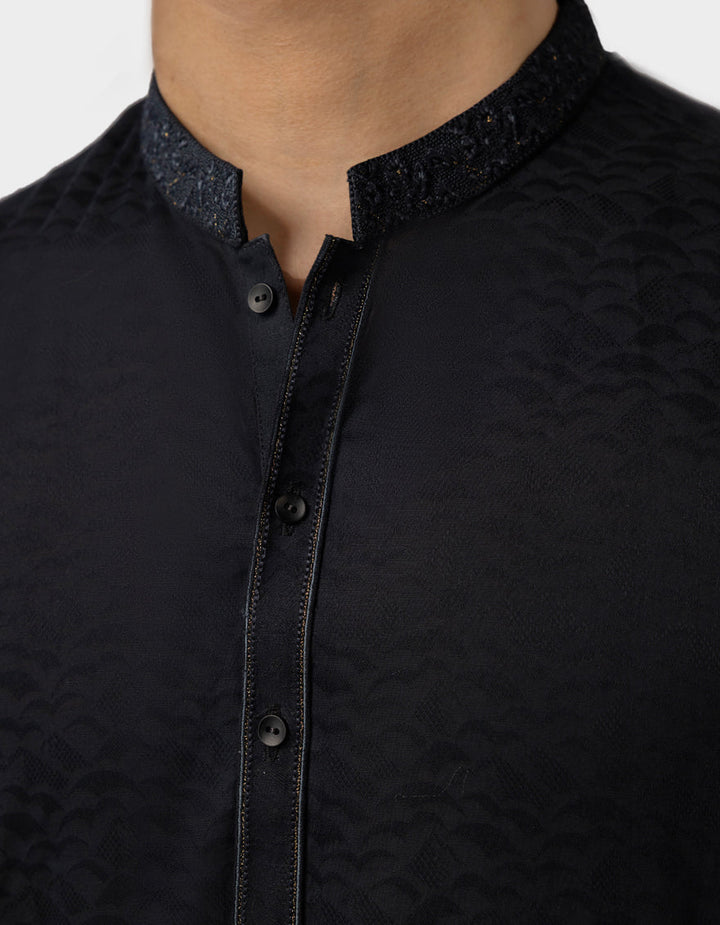 Cotton Charcoal Kurta - J. Junaid Jamshed