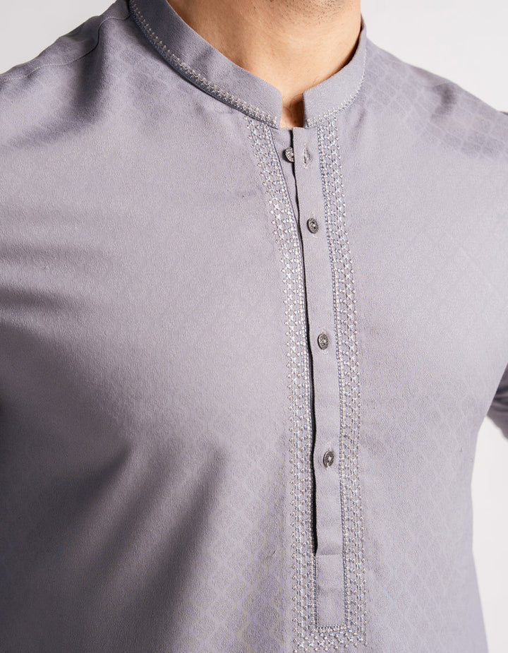 Blended Silver Grey Kurta - J. Junaid Jamshed