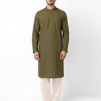 Cotton Mehndi Green Kurta - J. Junaid Jamshed