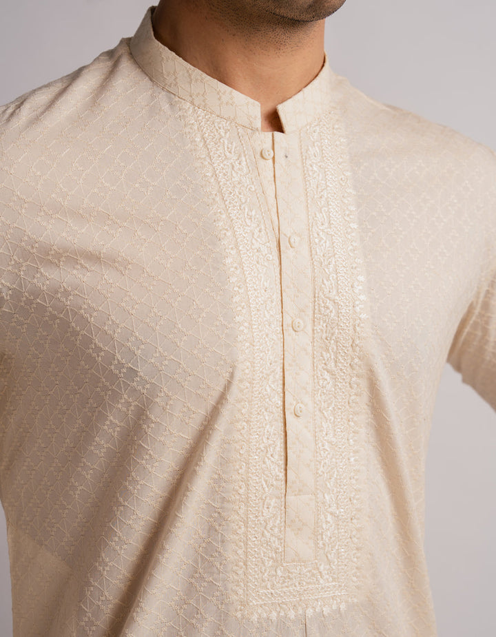 Cotton Cream Kurta - J. Junaid Jamshed