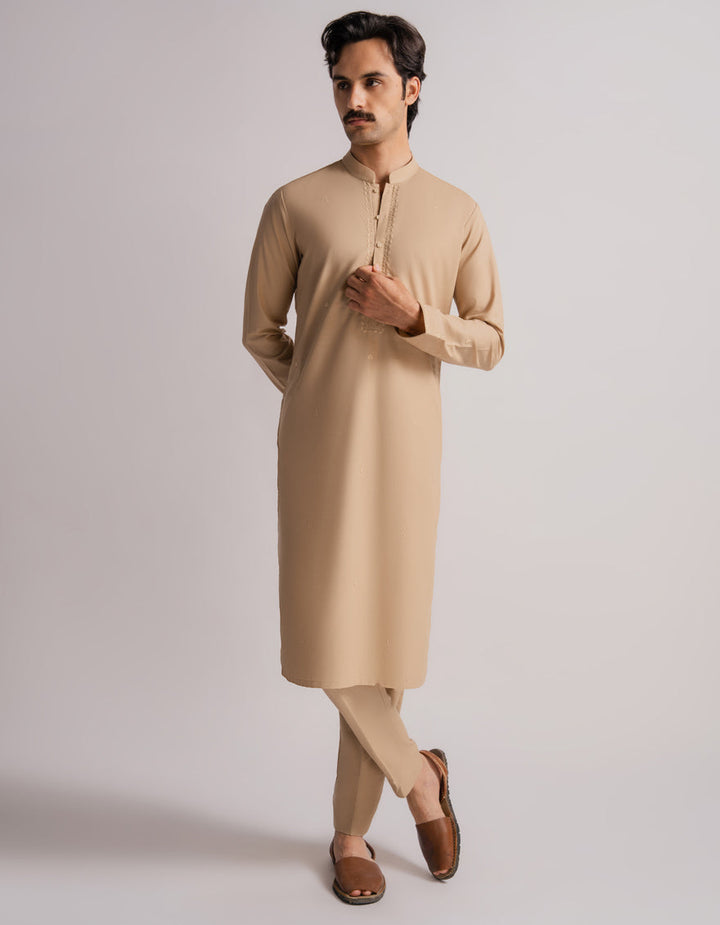 Cotton Khaki Kurta Trouser - J. Junaid Jamshed
