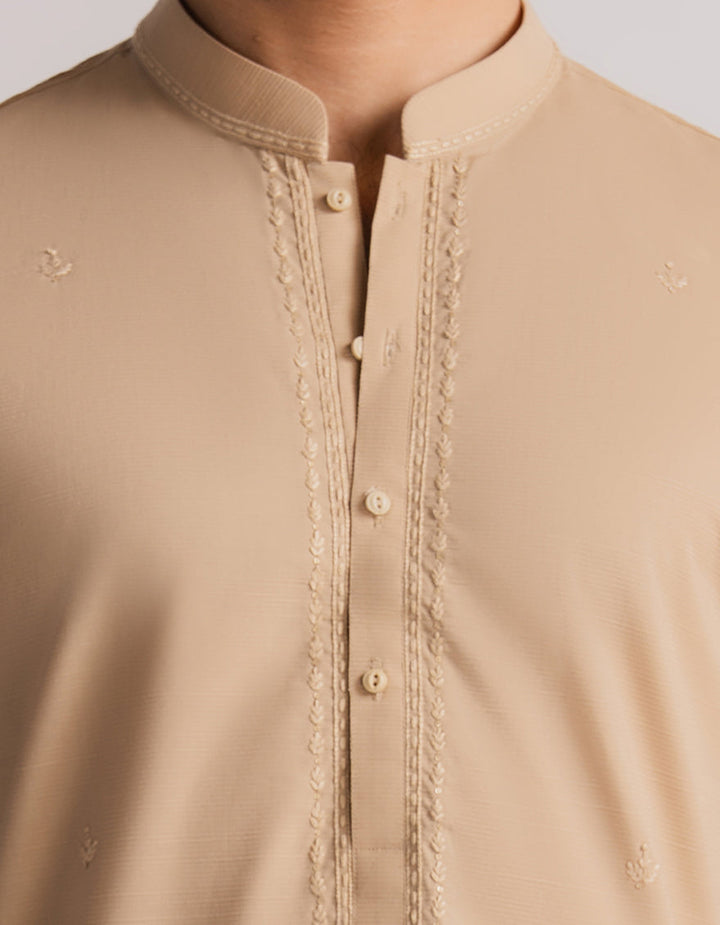 Cotton Khaki Kurta Trouser - J. Junaid Jamshed