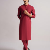 Cotton Burgundy Kurta Trouser - J. Junaid Jamshed