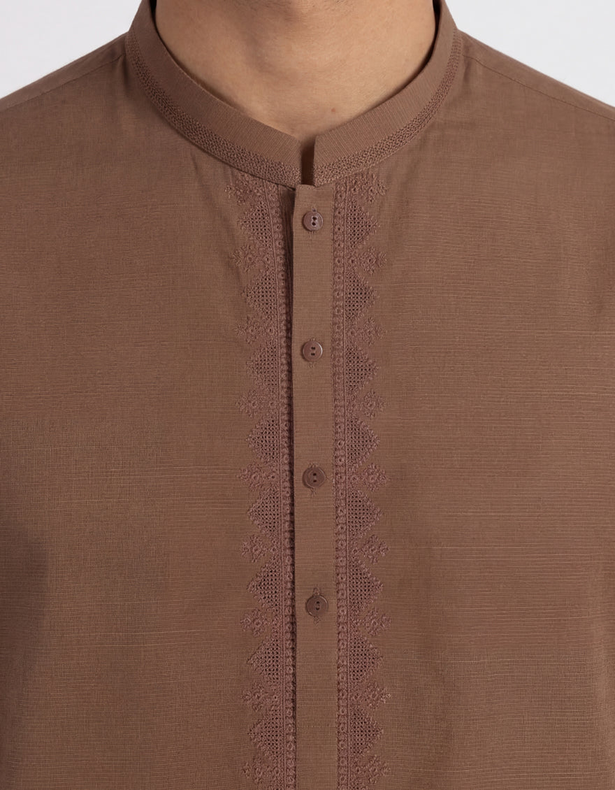Cotton Brown Kurta - J. Junaid Jamshed