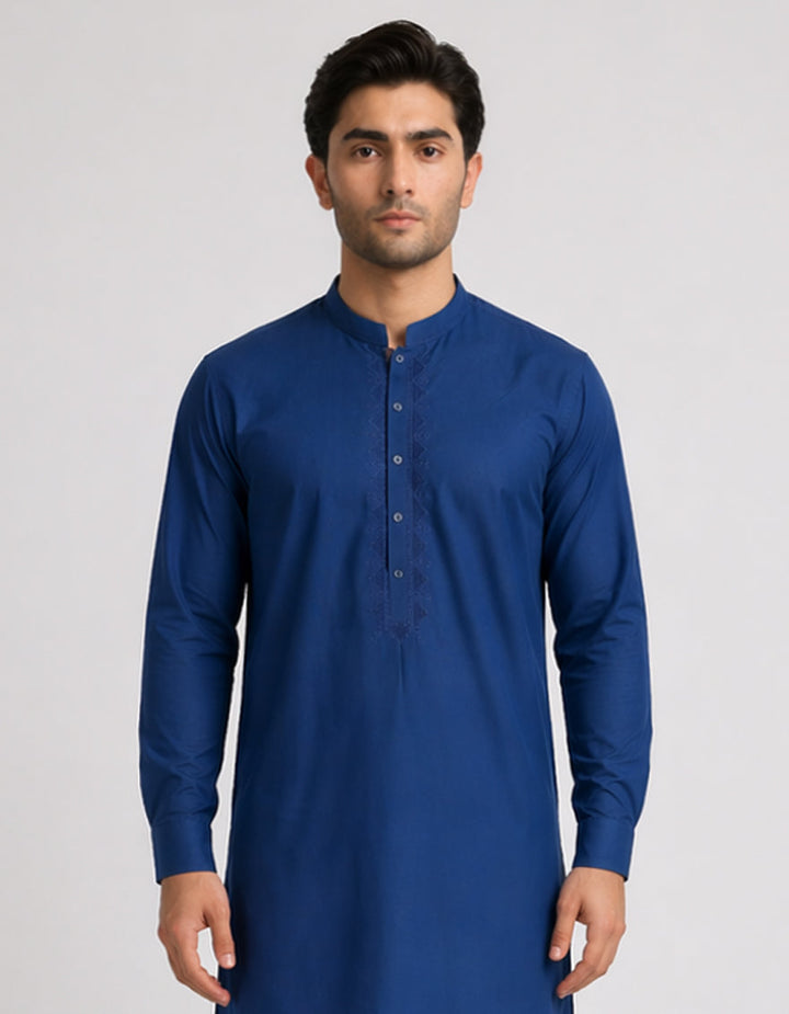 Cotton Blue Kurta - J. Junaid Jamshed