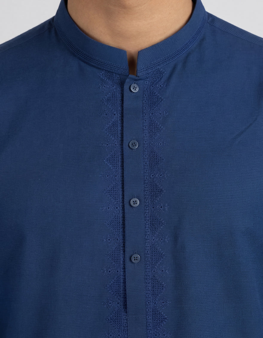 Cotton Blue Kurta - J. Junaid Jamshed