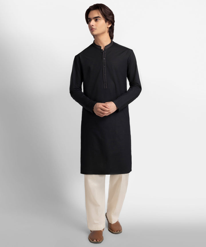 Cotton Black Kurta - J. Junaid Jamshed