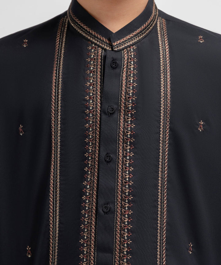 Cotton Black Kurta - J. Junaid Jamshed