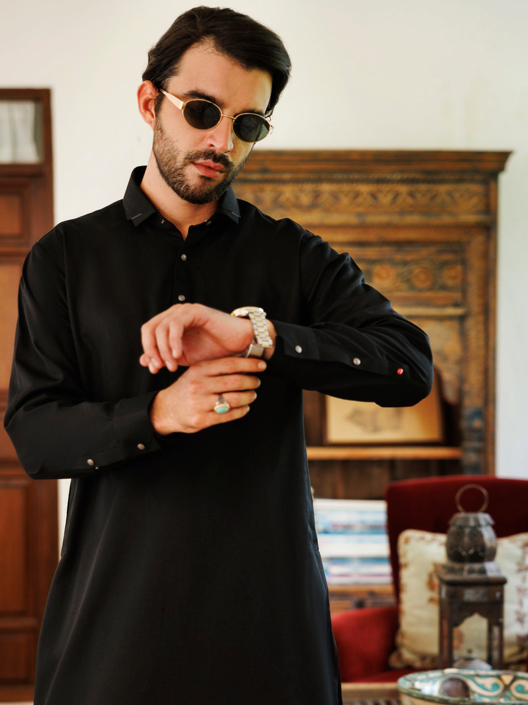 Blended Black Shalwar Kameez - J. Junaid Jamshed