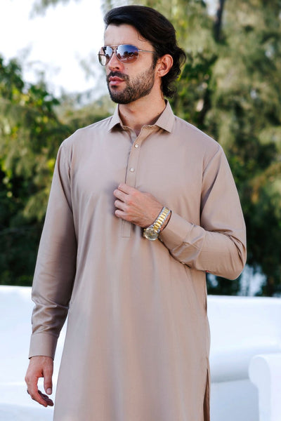 Blended Light brown Shalwar Kameez - Wasim Akram by Almirah