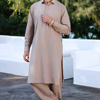 Blended Light brown Shalwar Kameez - Wasim Akram by Almirah