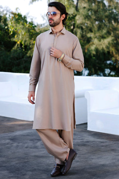 Blended Light brown Shalwar Kameez - Wasim Akram by Almirah