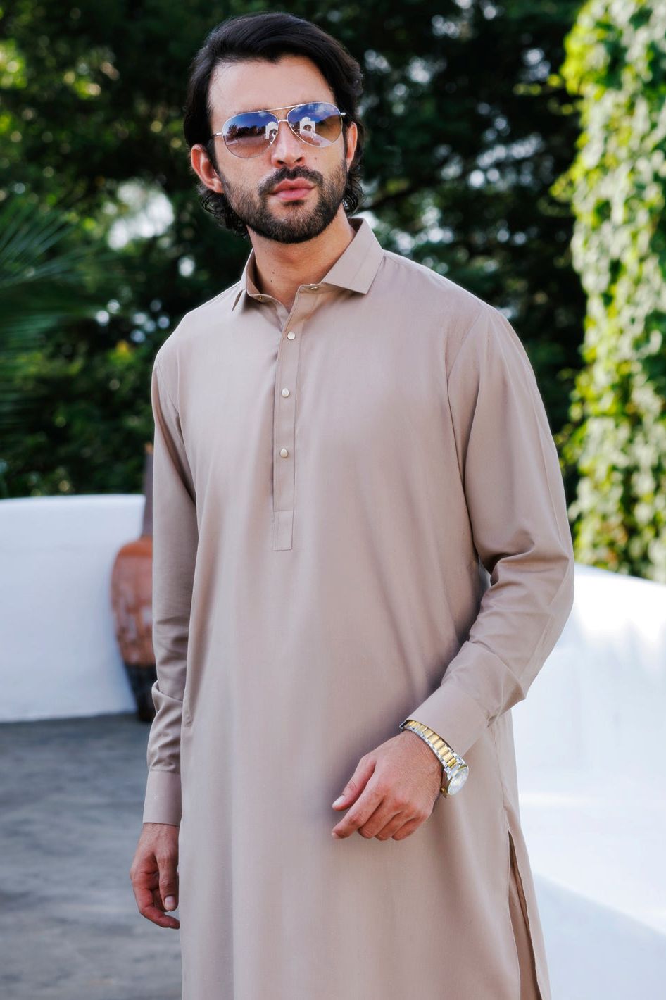 Blended Light brown Shalwar Kameez - Wasim Akram by Almirah