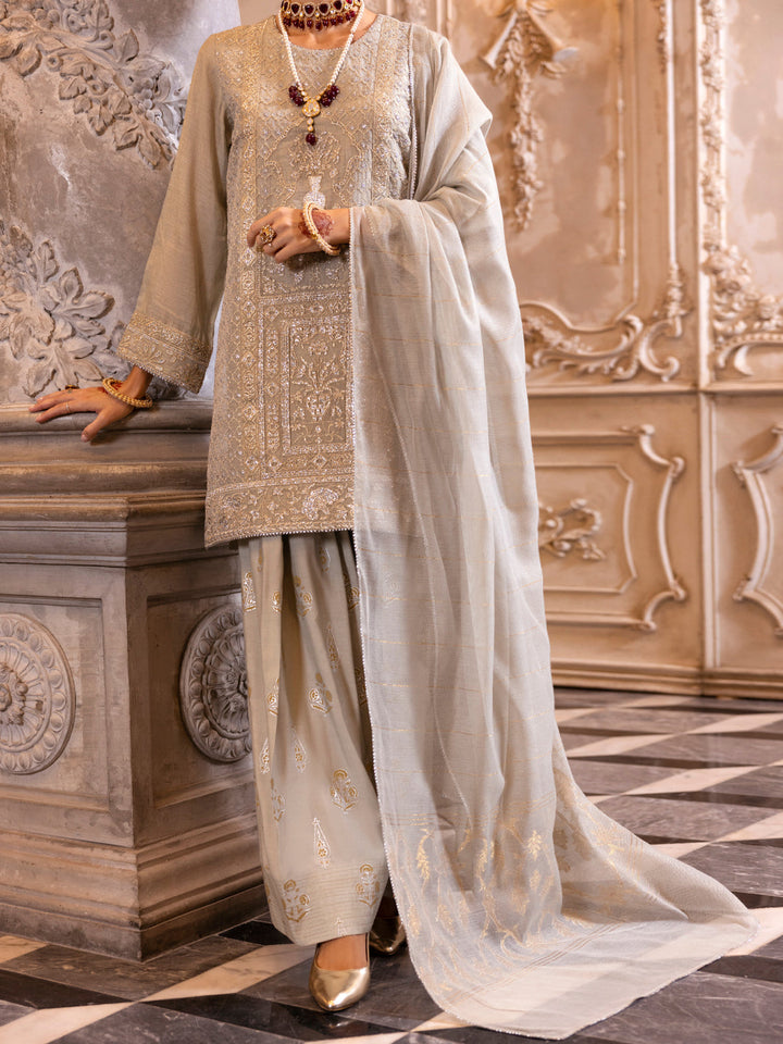 Mesuri Net Pistachio Green Stitched Suit - Almirah