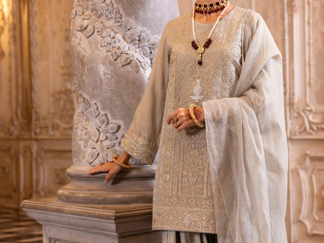 Mesuri Net Pistachio Green Stitched Suit - Almirah