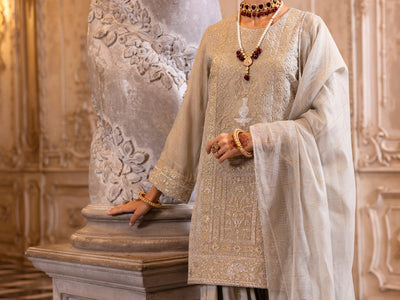 Mesuri Net Pistachio Green Stitched Suit - Almirah