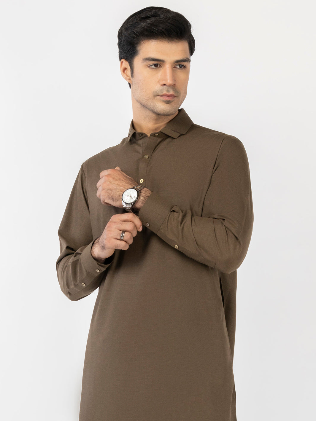 Blended Olive Shalwar Kameez - J. Junaid Jamshed