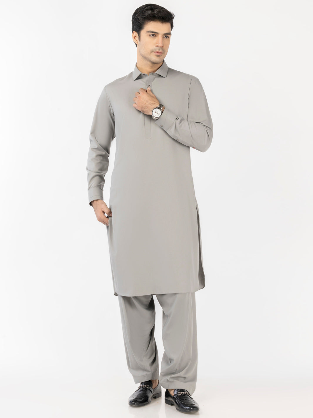 Blended Grey Shalwar Kameez - J. Junaid Jamshed