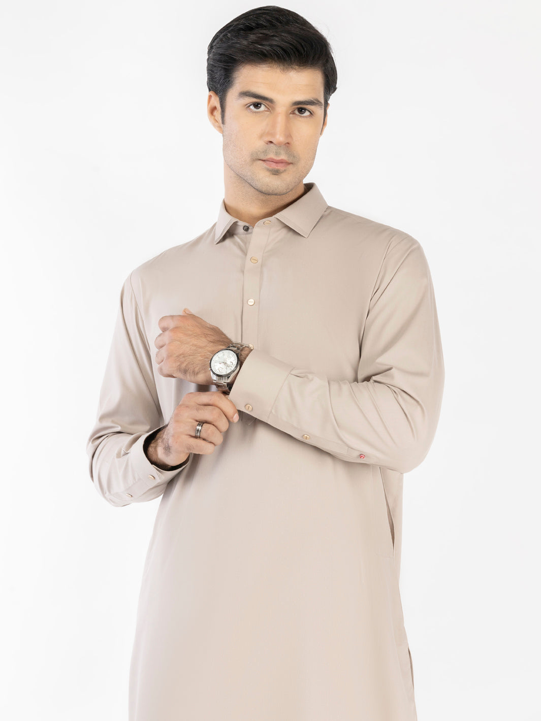 Blended Fawn Shalwar Kameez - J. Junaid Jamshed