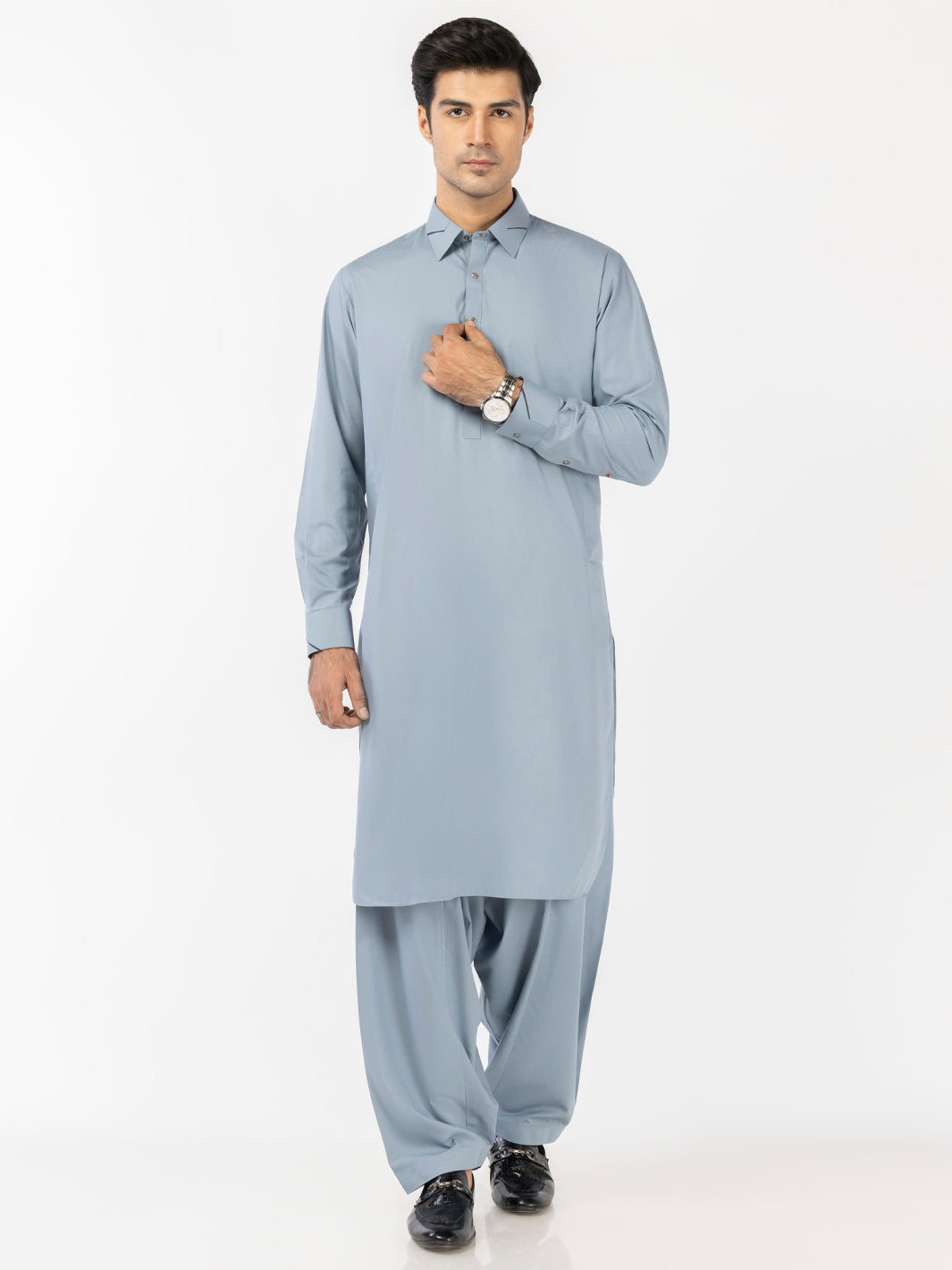 Blended Light Blue Shalwar Kameez- Almirah