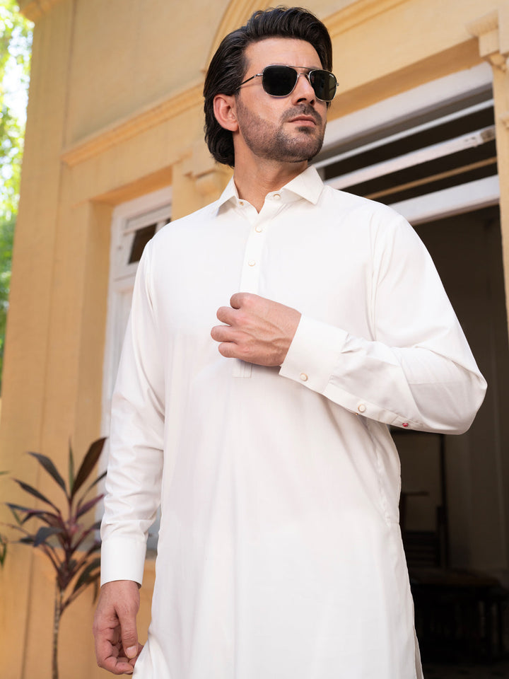 Blended Off White Shalwar Kameez - Wasim Akram by Almirah