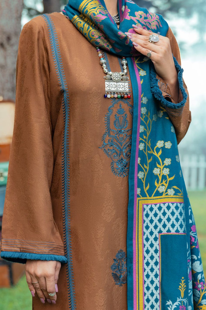 Jacquard Brown Stitched Suit - Almirah