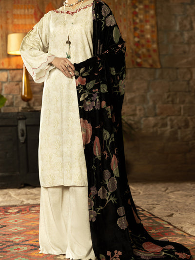 Viscose Twill Beige Stitched Suit - Almirah