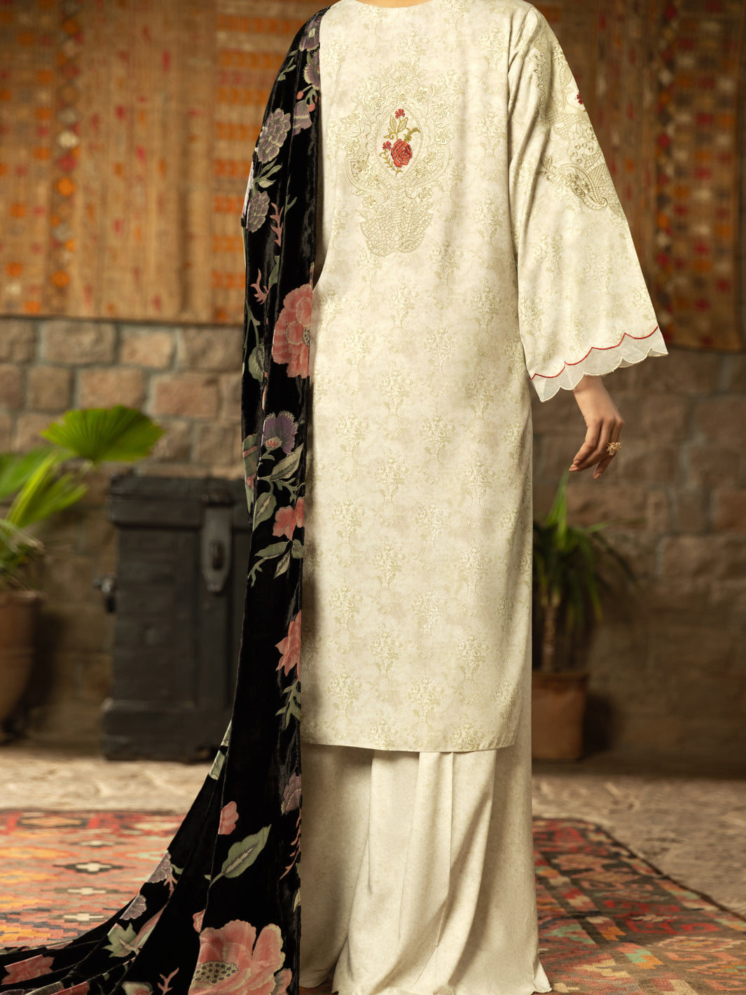 Viscose Twill Beige Stitched Suit - Almirah