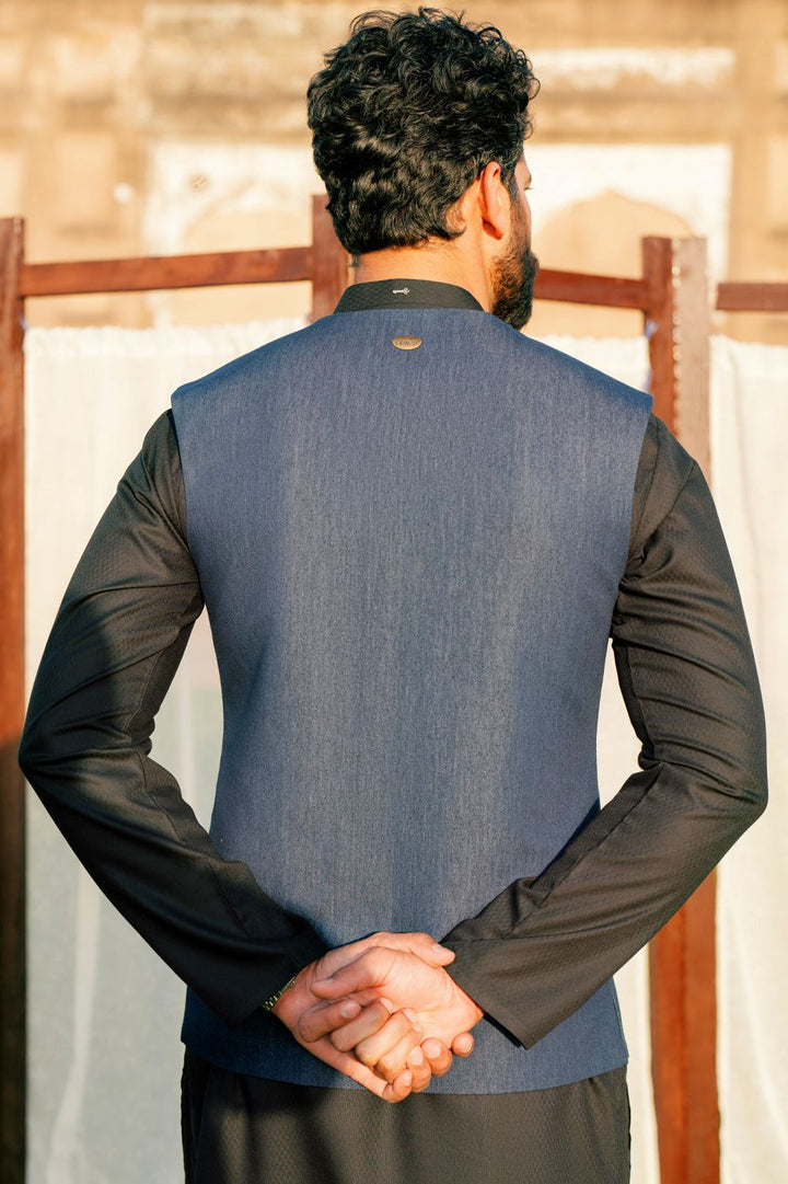Polyester Cotton Indigo Waistcoat - Almirah
