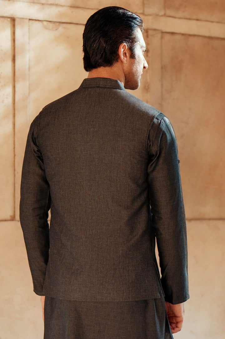Cotton Charcoal Grey Waistcoat - Almirah