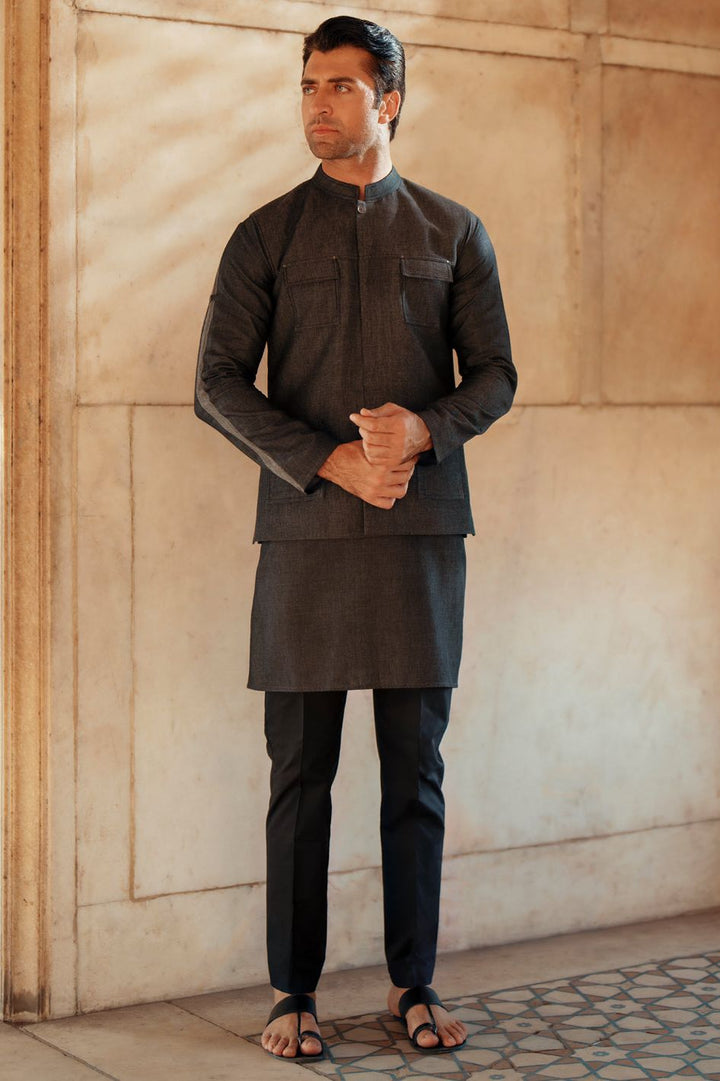 Cotton Charcoal Grey Waistcoat - Almirah