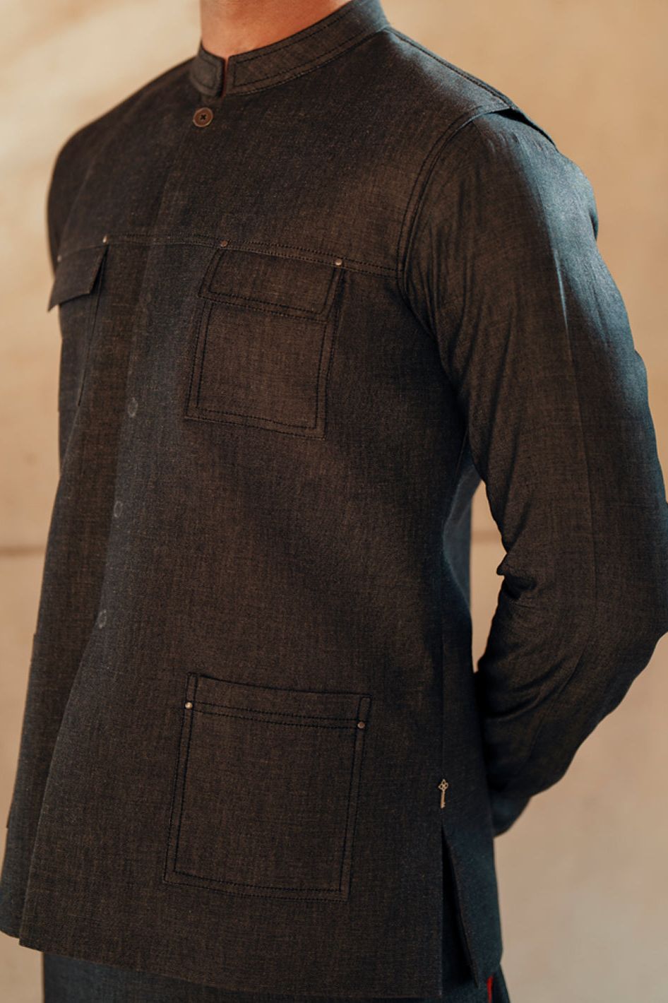 Cotton Charcoal Grey Waistcoat - Almirah