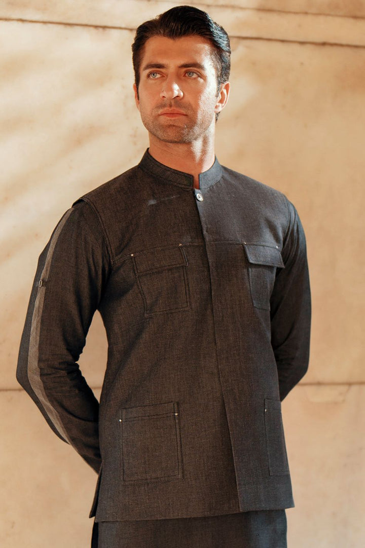 Cotton Charcoal Grey Waistcoat - Almirah