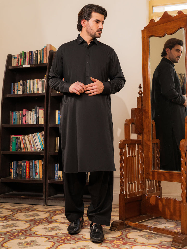 Blended Black Shalwar Kameez - Wasim Akram by Almirah