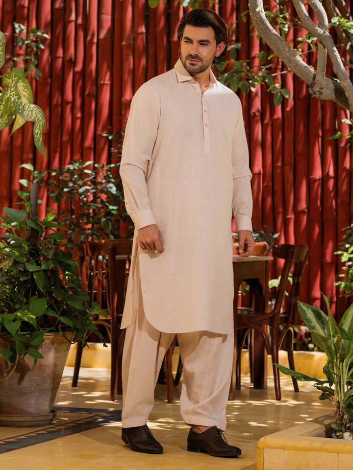 Blended Tea Pink Shalwar Kameez - Wasim Akram by Almirah
