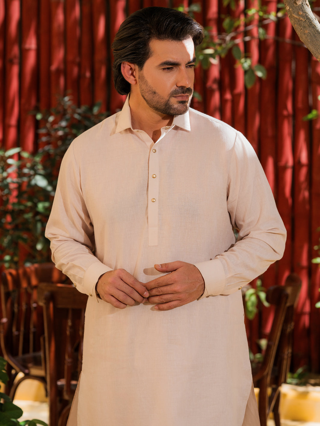 Blended Tea Pink Shalwar Kameez - Wasim Akram by Almirah