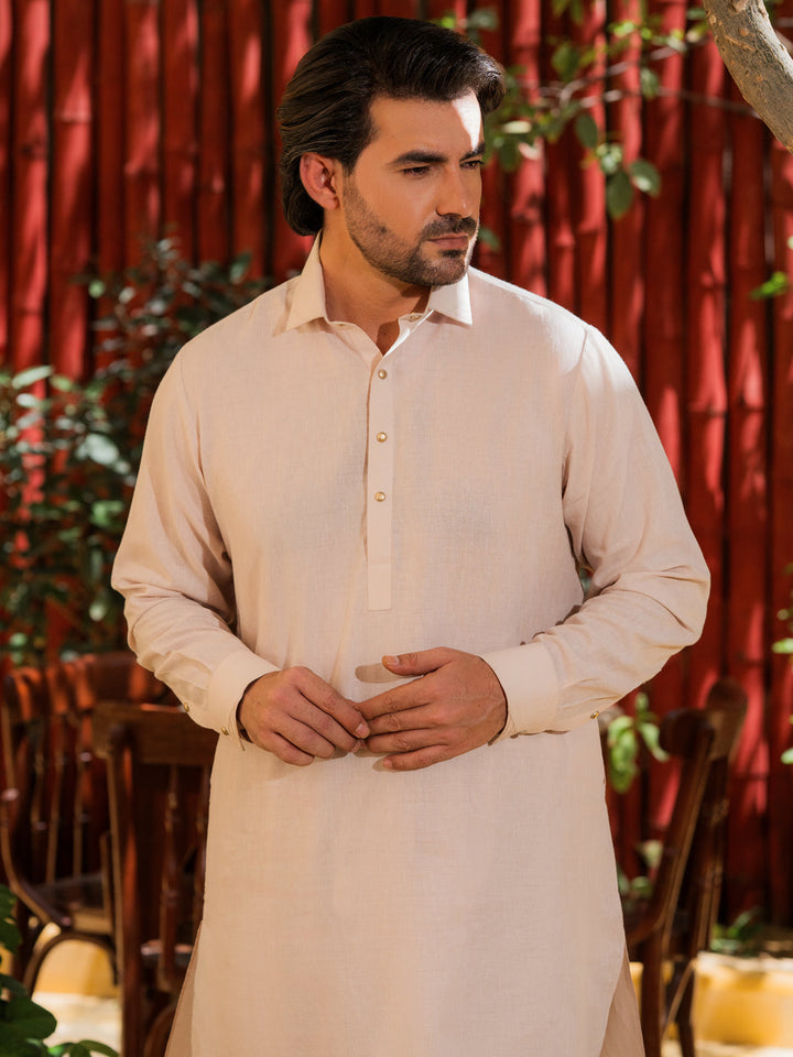 Blended Tea Pink Shalwar Kameez - Wasim Akram by Almirah