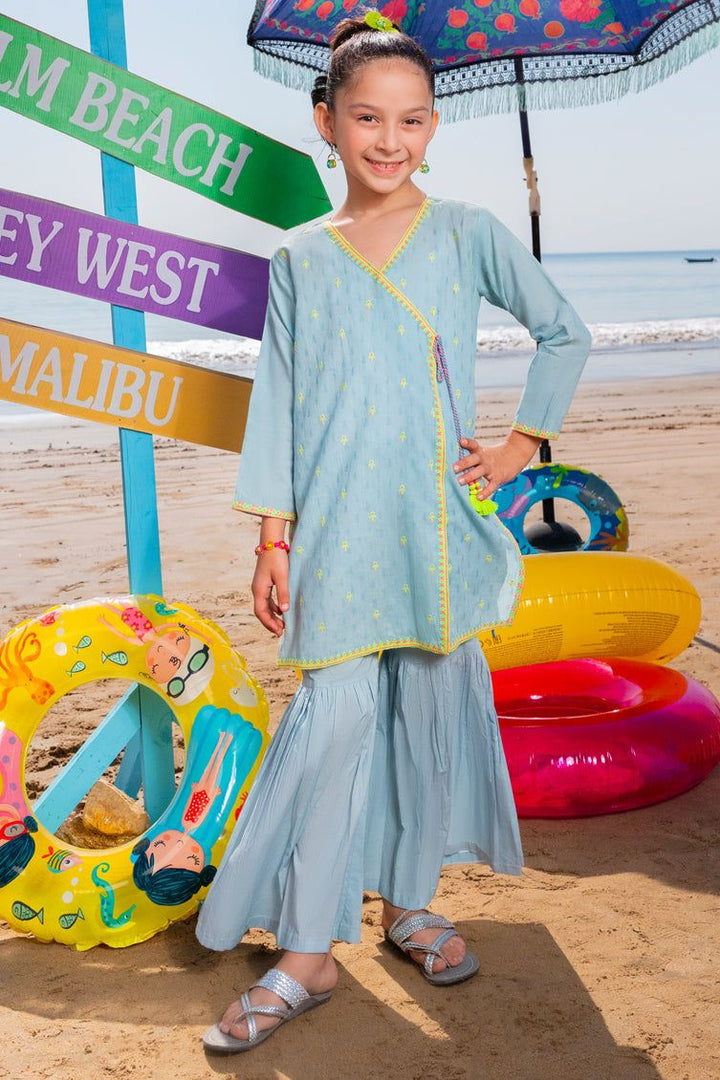 Dobby Blue Stitched Suit - J. Junaid Jamshed
