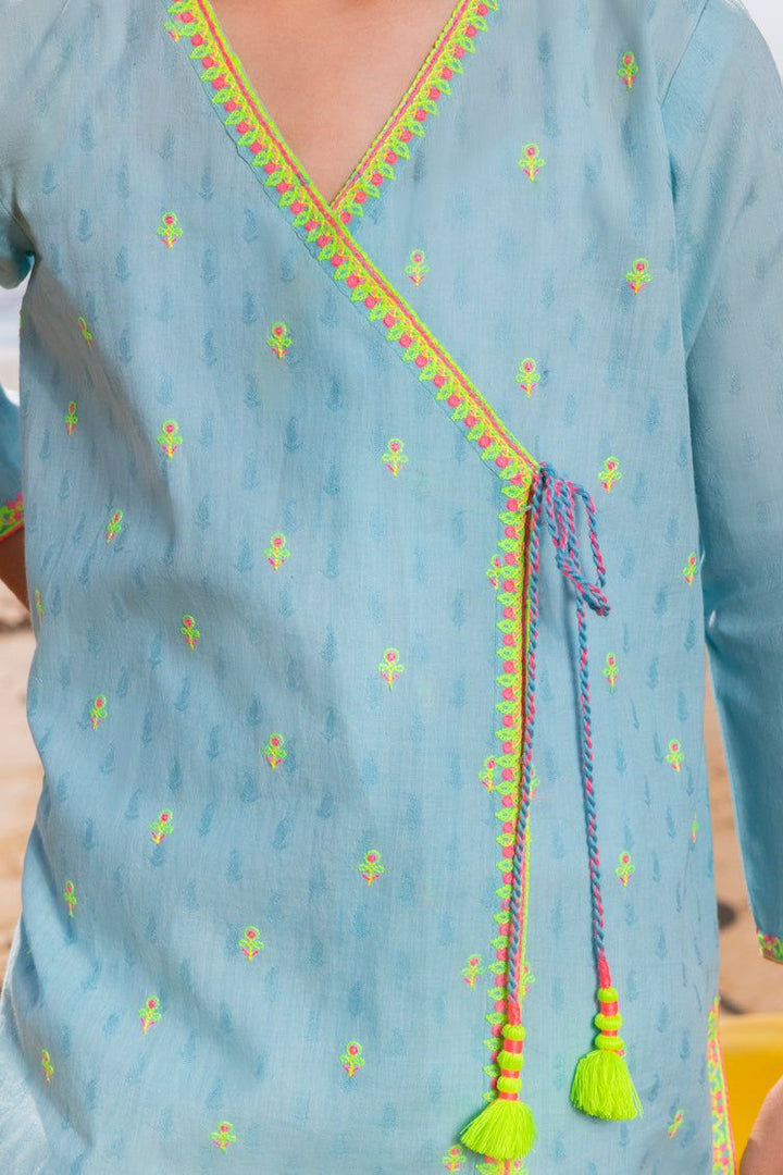 Dobby Blue Stitched Suit - J. Junaid Jamshed