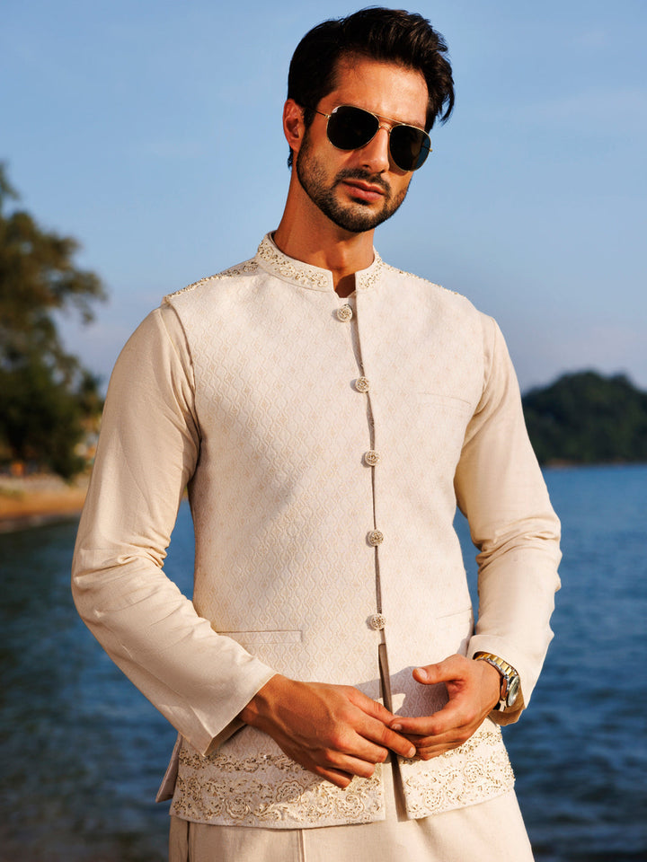 Blended Off White Waist Coat - Almirah