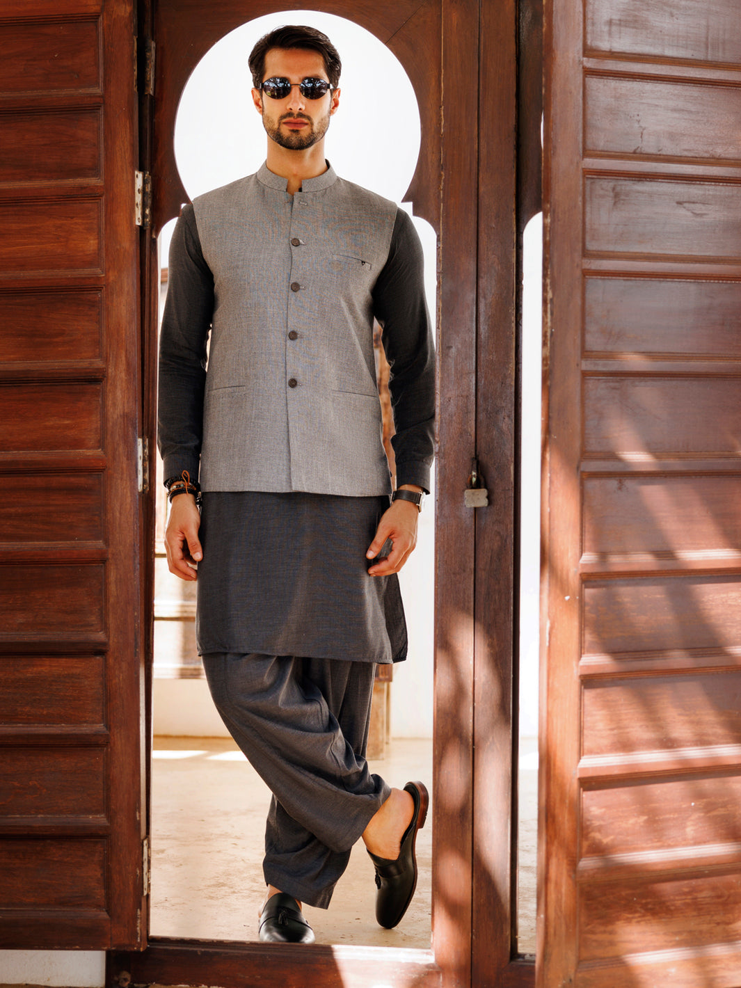 Blended Grey Waist Coat - J. Junaid Jamshed